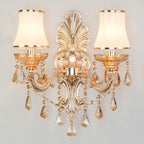 Victorian Candle Wall Sconces Lighting Metal Wall Mount Light with Shade and Crystal Decor