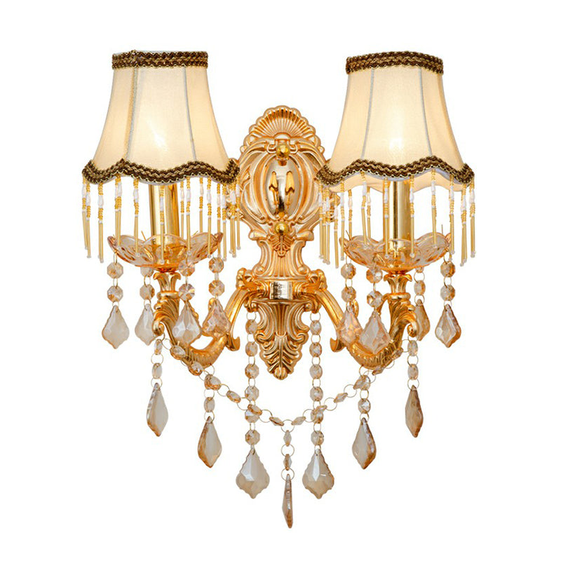 Victorian Candle Wall Sconces Lighting Metal Wall Mount Light with Shade and Crystal Decor