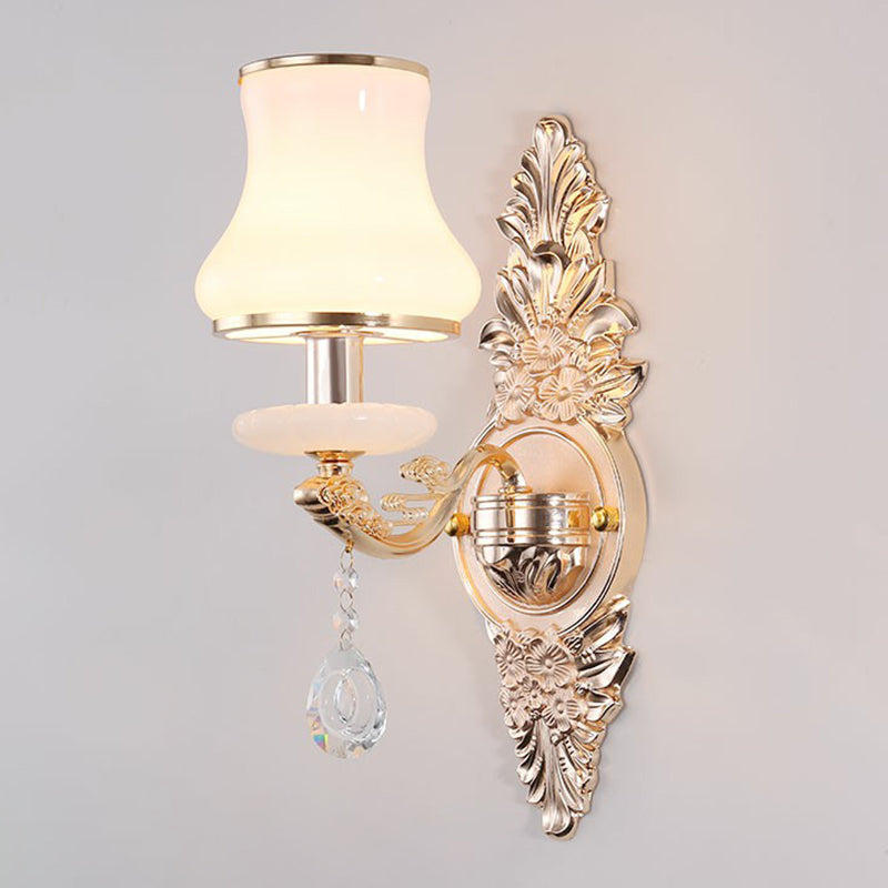 Victorian Candle Wall Sconces Lighting Metal Wall Mount Light with Shade and Crystal Decor