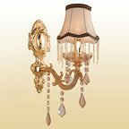 Victorian Candle Wall Sconces Lighting Metal Wall Mount Light with Shade and Crystal Decor