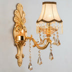 Victorian Candle Wall Sconces Lighting Metal Wall Mount Light with Shade and Crystal Decor