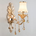 Victorian Candle Wall Sconces Lighting Metal Wall Mount Light with Shade and Crystal Decor