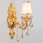 Victorian Candle Wall Sconces Lighting Metal Wall Mount Light with Shade and Crystal Decor