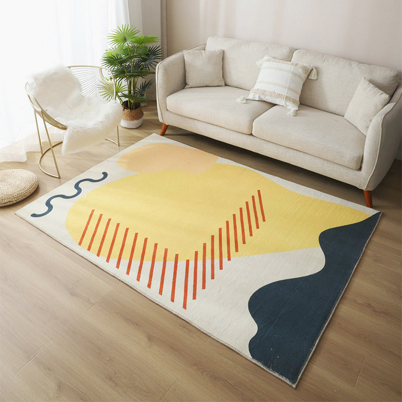 Relaxing Living Room Carpet Multicolor Color Block Indoor Carpet Polypropylene Non-Slip Backing Easy Care Carpet