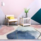 Stylish living room rug colorful color block indoor mat polypropylene non-slip backing pet-friendly rug