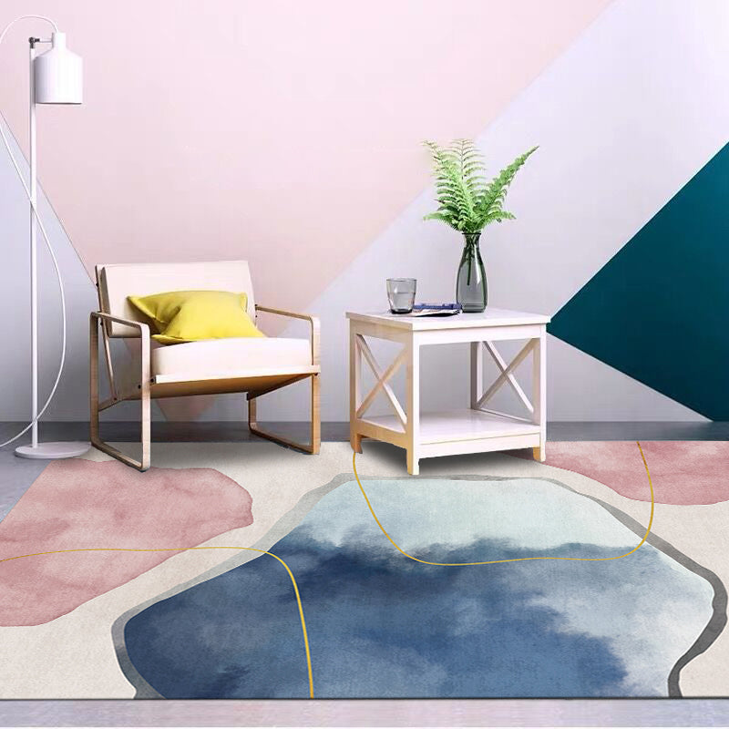 Stylish living room rug colorful color block indoor mat polypropylene non-slip backing pet-friendly rug