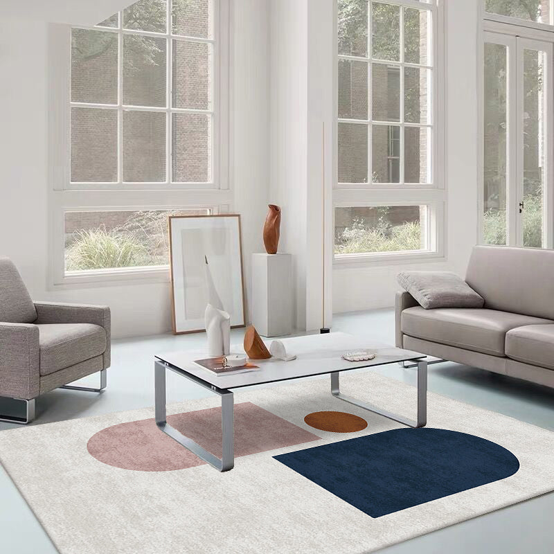 Relaxing Color Box Rug Multicolored Synthetic Indoor Rug Non-Slip Back Pet-Friendly Area Rug for Living Room
