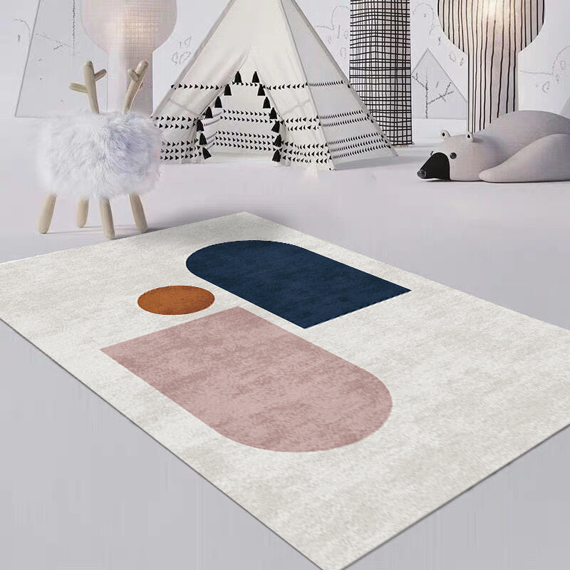 Relaxing Color Box Rug Multicolored Synthetic Indoor Rug Non-Slip Back Pet-Friendly Area Rug for Living Room