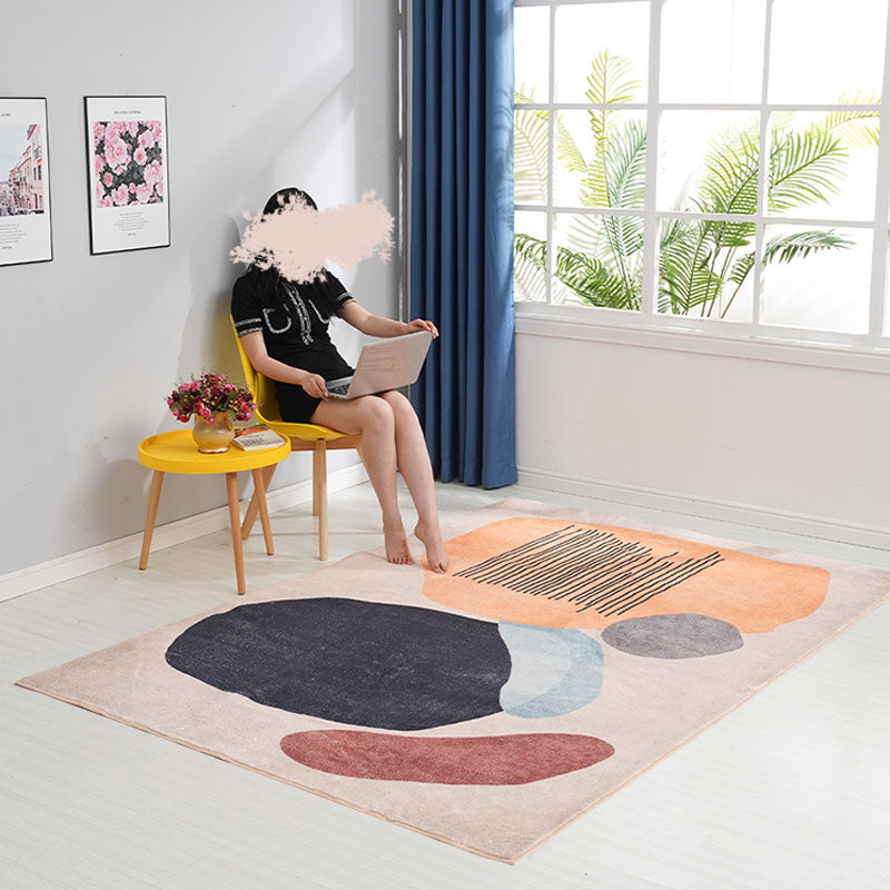 Scandinavian Color Block Rug Multicolored Polypropylene Indoor Rug Non-Slip Back Pet-Friendly Rug for Living Room