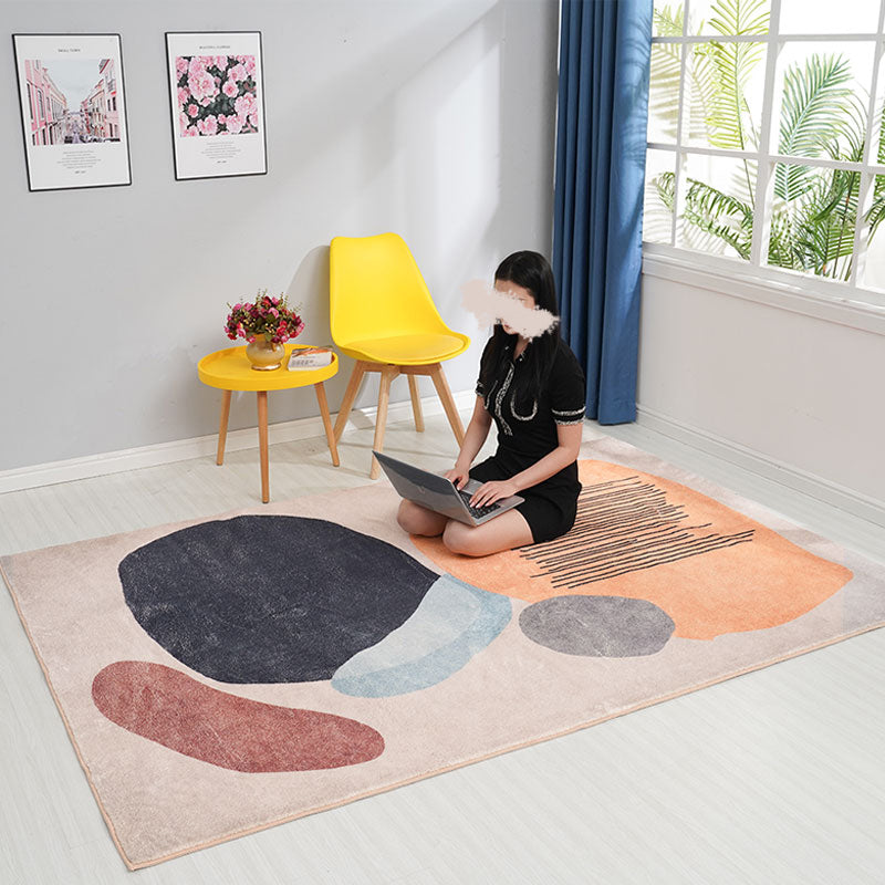 Scandinavian Color Block Rug Multicolored Polypropylene Indoor Rug Non-Slip Back Pet-Friendly Rug for Living Room