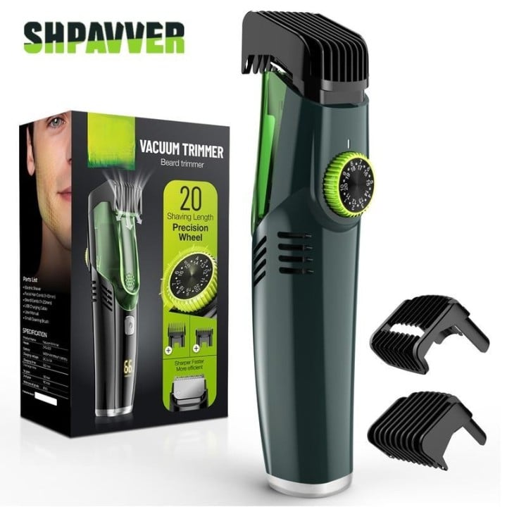 Vacuum beard trimmer - 20 lengths and styles adjustable