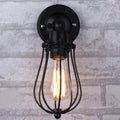 Pear-shaped cage iron wall lamp industrial bedroom adjustable reading wall light in black