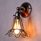 Rotatable Bronze 1-Light Wall Lamp Industrial Iron Cage Style Flower Wall Mount Light for Bar