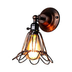 Rotatable Bronze 1-Light Wall Lamp Industrial Iron Cage Style Flower Wall Mount Light for Bar