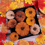 Autumn Decoration Pumpkin Set – 12 Pieces Artificial Pumpkins with Velvet Finish