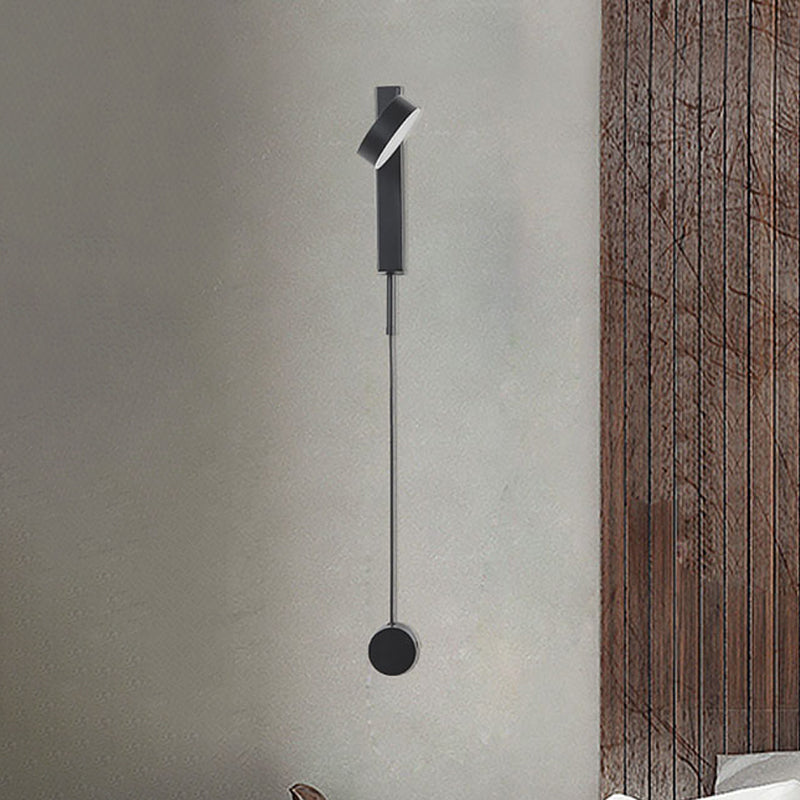 Modern simple drum shade wall light metal LED wall light for the bedroom in white/warm light