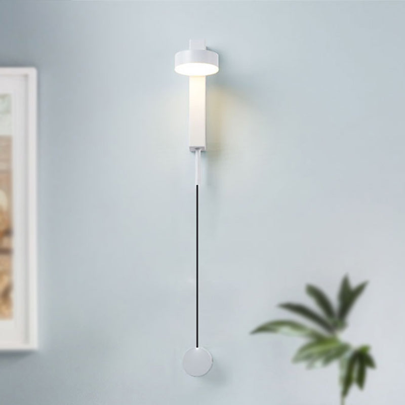 Modern simple drum shade wall light metal LED wall light for the bedroom in white/warm light