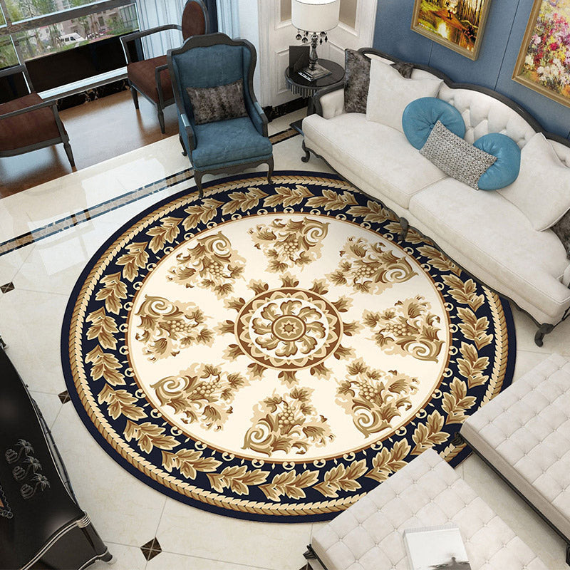 Shabby Chic Living Room Rug Multicolored Flower Printed Indoor Carpet Non-Slip Pet-Friendly Area Rug