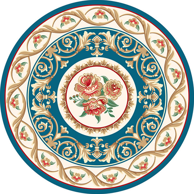 Shabby Chic Living Room Rug Multicolored Flower Printed Indoor Carpet Non-Slip Pet-Friendly Area Rug