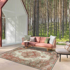 Shabby Chic Geometric Printed Rug Multicolored Polyester Area Rug With Non-Slip Backing Pet-Friendly Indoor Rug for The Living Room