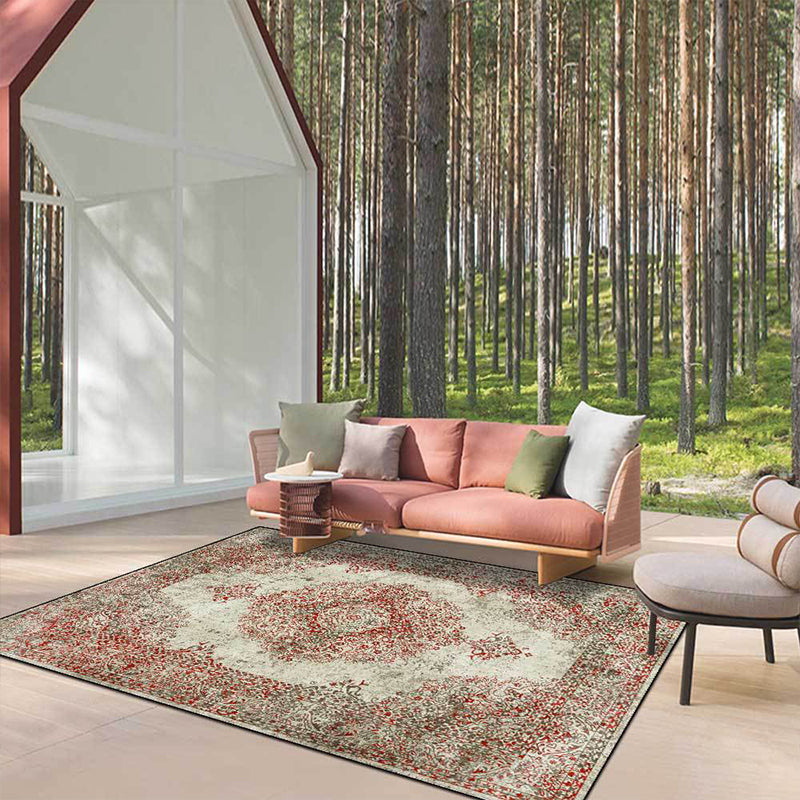 Shabby Chic Geometric Printed Rug Multicolored Polyester Area Rug With Non-Slip Backing Pet-Friendly Indoor Rug for The Living Room