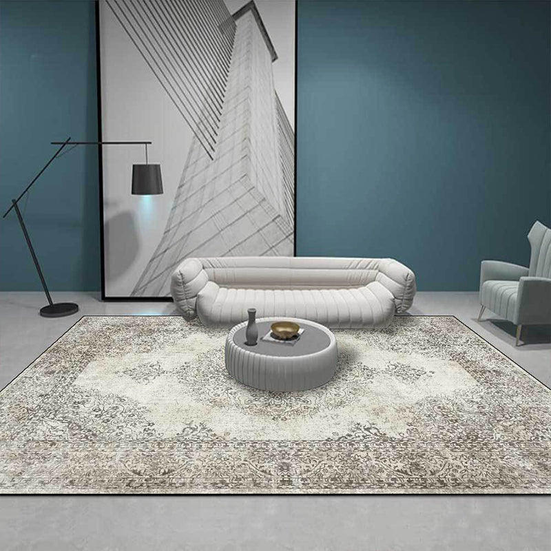 Shabby Chic Geometric Printed Rug Multicolored Polyester Area Rug With Non-Slip Backing Pet-Friendly Indoor Rug for The Living Room