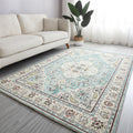 Antique Living Room Rug Multicolored Flower Pattern Rug Non-Slip Back Pet Friendly Easy to Care Indoor Rug