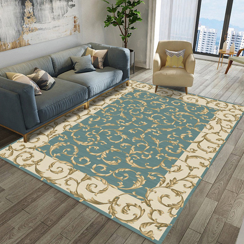 Shabby Chic Living Room Rug Multicolor Floral Pattern Indoor Rug Cotton Blend Non-Slip Back Pet-Friendly Area Rug