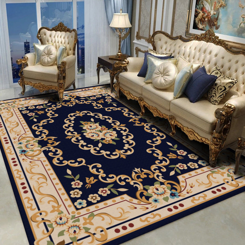 Shabby Chic Living Room Rug Multicolor Floral Pattern Indoor Rug Cotton Blend Non-Slip Back Pet-Friendly Area Rug