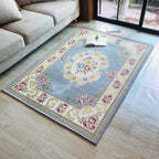 Antique Living Room Rug Multicolor Flower Printed Area Rug Polyester Non-Slip Back Easy Care Indoor Rug