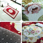 Antique Living Room Rug Multicolor Flower Printed Area Rug Polyester Non-Slip Back Easy Care Indoor Rug