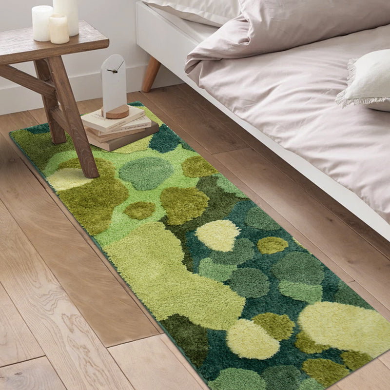Green Funky Carpet Polypropylene Plant Pattern Indoor Carpet Non-Slip Back Stain Resistant Area Rug for Bedroom