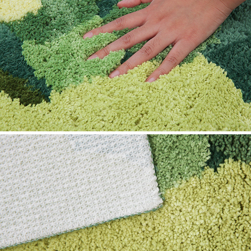 Green Funky Carpet Polypropylene Plant Pattern Indoor Carpet Non-Slip Back Stain Resistant Area Rug for Bedroom