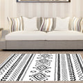 Diamond geometric southwest rug for bedroom synthetic pet-friendly area rug in black and white