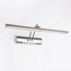Nickel Finish Linear Wall Lamp Contemporary 16"/21.5" Width LED Metallic Makeup Lighting in White/Warm Light