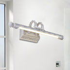 Vintage LED Wall Light with Metal Shade White Etched Tube Vanity Wall Light for Bathroom, 20.5"/23.5" Width
