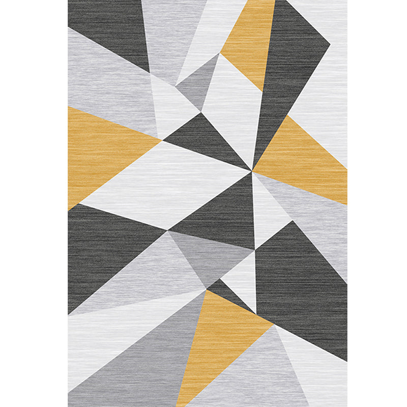 Casual living room rug Multi-colored geo print indoor rug Non-slip underside Washable easy-care rug