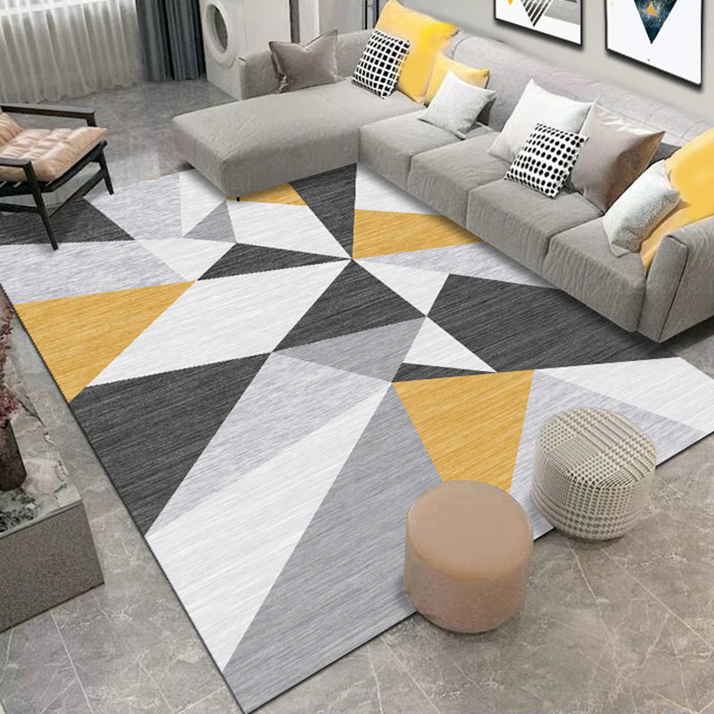 Simple geo-printed rug multicolored polyester area rug non-slip backing pet-friendly washable indoor rug for the living room