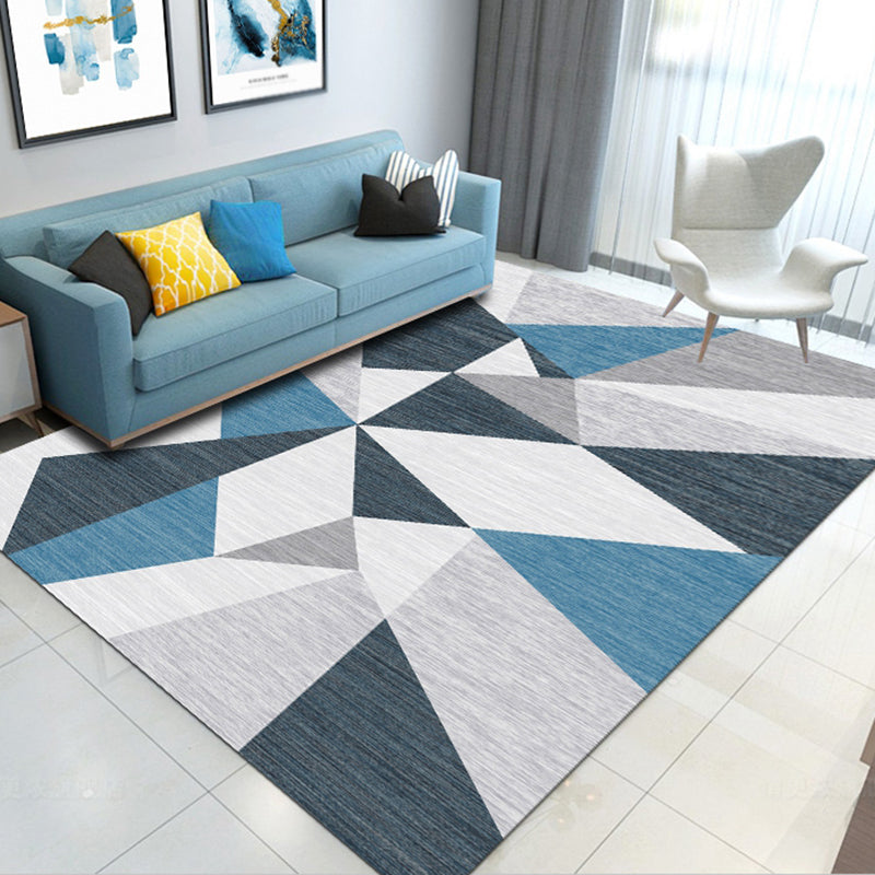Simple geo-printed rug multicolored polyester area rug non-slip backing pet-friendly washable indoor rug for the living room