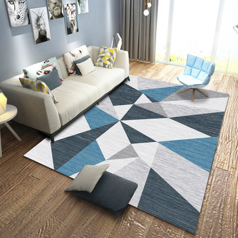 Simple geo-printed rug multicolored polyester area rug non-slip backing pet-friendly washable indoor rug for the living room