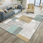 Relaxing Living Room Carpet Multi Color Geometric Pattern Area Rug Polypropylene Non-Slip Back Washable Area Rug