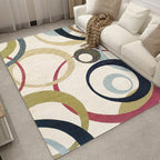 Relaxing Living Room Carpet Multi Color Geometric Pattern Area Rug Polypropylene Non-Slip Back Washable Area Rug