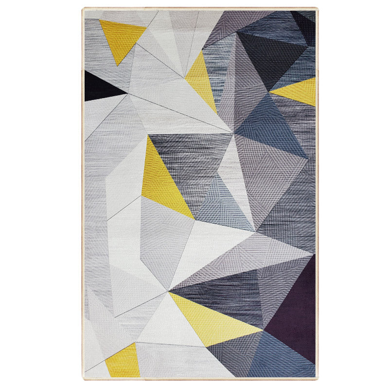 Relaxing Living Room Carpet Multi Color Geometric Pattern Area Rug Polypropylene Non-Slip Back Washable Area Rug