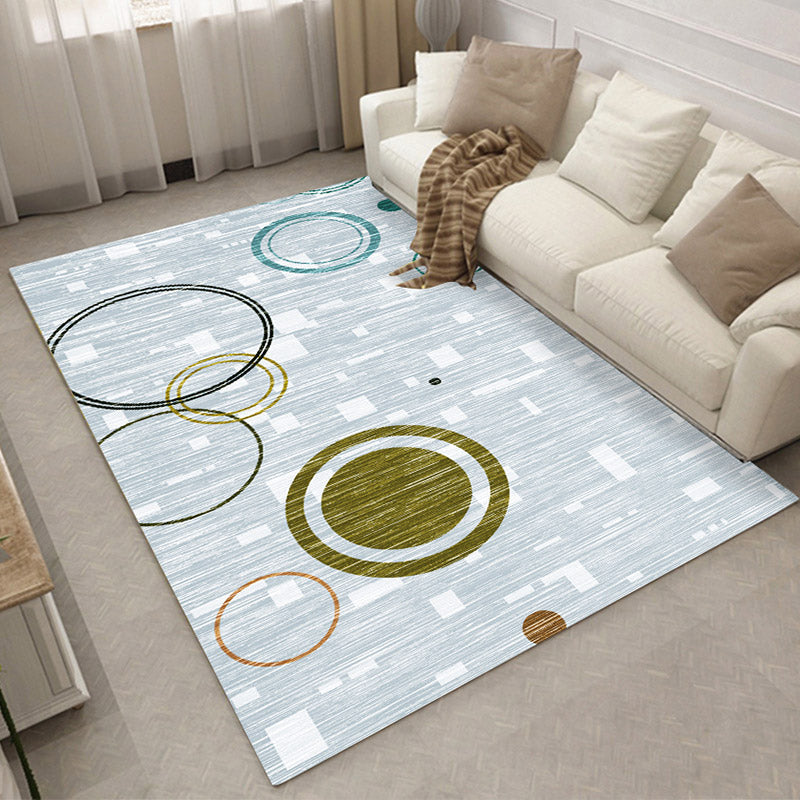 Relaxing Living Room Carpet Multi Color Geometric Pattern Area Rug Polypropylene Non-Slip Back Washable Area Rug