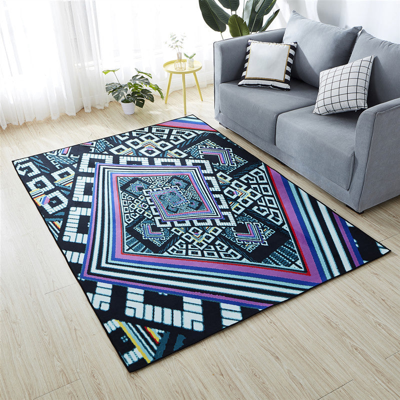 Minimalist Living Room Rug Multicolored 3D-printed Mat Synthetic non-slip backing easy to care for Area Rug