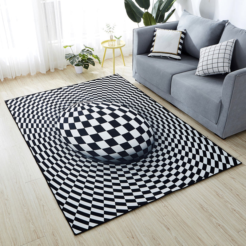 Minimalist Living Room Rug Multicolored 3D-printed Mat Synthetic non-slip backing easy to care for Area Rug