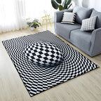 Minimalist Living Room Rug Multicolored 3D-printed Mat Synthetic non-slip backing easy to care for Area Rug