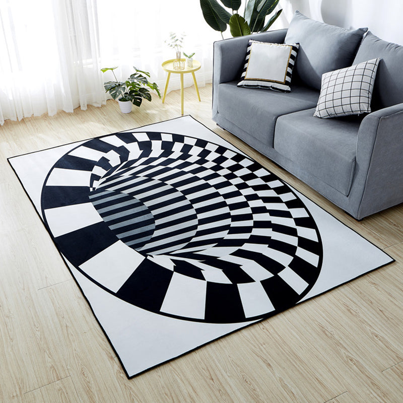 Minimalist Living Room Rug Multicolored 3D-printed Mat Synthetic non-slip backing easy to care for Area Rug