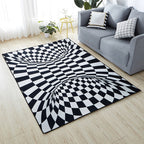 Minimalist Living Room Rug Multicolored 3D-printed Mat Synthetic non-slip backing easy to care for Area Rug