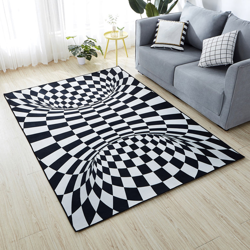 Minimalist Living Room Rug Multicolored 3D-printed Mat Synthetic non-slip backing easy to care for Area Rug